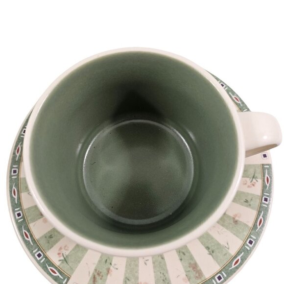 VTG Pfaltzgraff Naturewood Herb Graphic Ceramic Flat Cup and Saucer 4 Piece Set - Picture 4 of 16